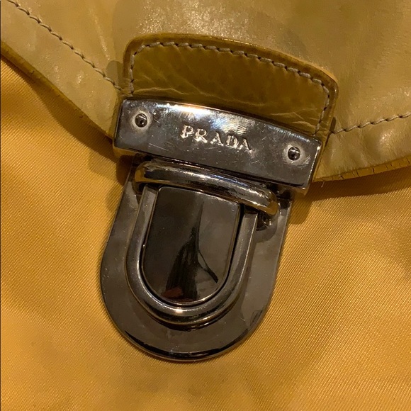 Authentic Prada Yellow Tessuto Nylon Buffalo Leather Easy Shoulder Tote … - Picture 3 of 14